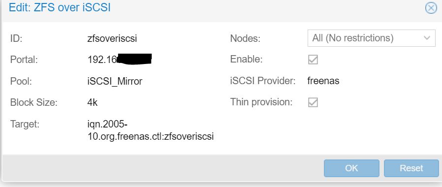 ZFS over iSCSI for Proxmox and FreeNAS